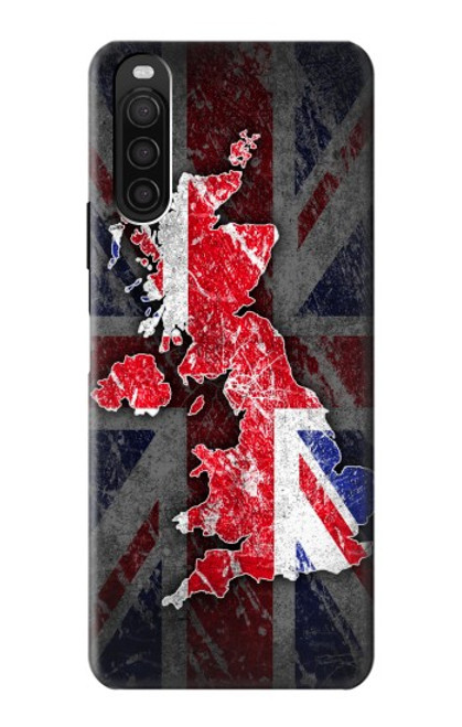 W2936 UK British Flag Map Hülle Schutzhülle Taschen und Leder Flip für Sony Xperia 10 III