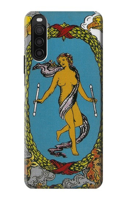 W3746 Tarot Card The World Hülle Schutzhülle Taschen und Leder Flip für Sony Xperia 10 III