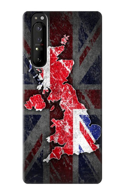 W2936 UK British Flag Map Hülle Schutzhülle Taschen und Leder Flip für Sony Xperia 1 III