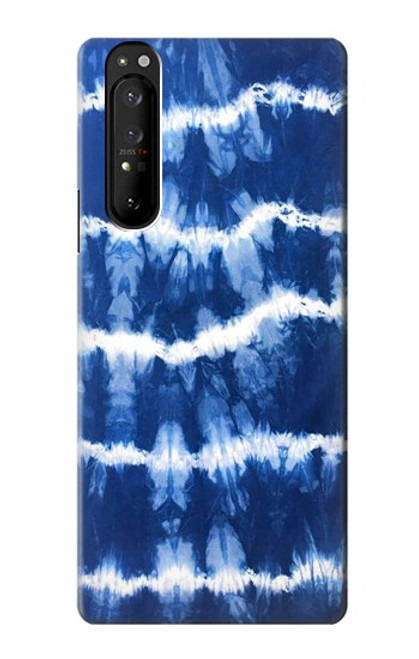 W3671 Blue Tie Dye Hülle Schutzhülle Taschen und Leder Flip für Sony Xperia 1 III
