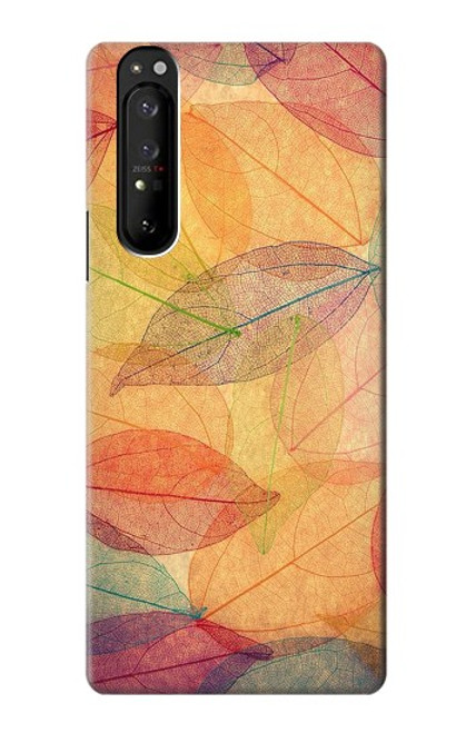 W3686 Fall Season Leaf Autumn Hülle Schutzhülle Taschen und Leder Flip für Sony Xperia 1 III