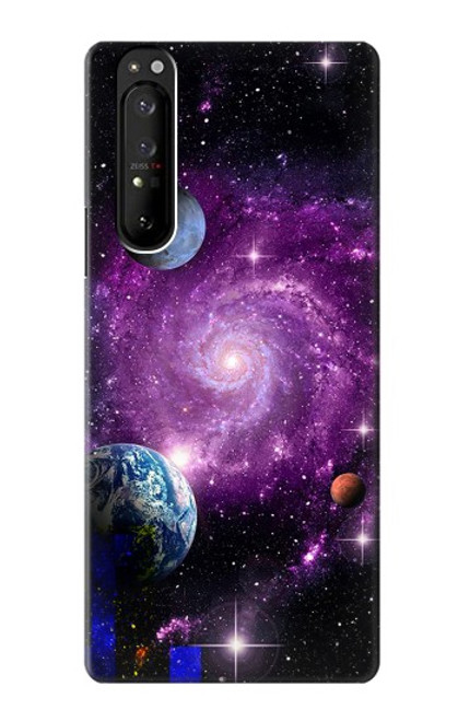 W3689 Galaxy Outer Space Planet Hülle Schutzhülle Taschen und Leder Flip für Sony Xperia 1 III