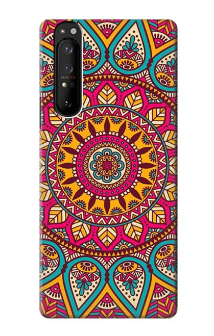 W3694 Hippie Art Pattern Hülle Schutzhülle Taschen und Leder Flip für Sony Xperia 1 III