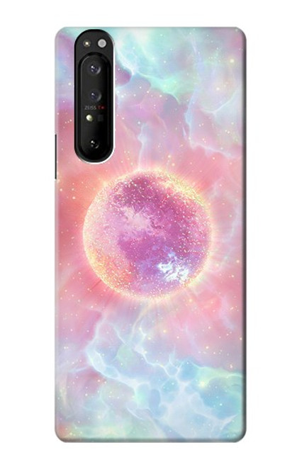 W3709 Pink Galaxy Hülle Schutzhülle Taschen und Leder Flip für Sony Xperia 1 III