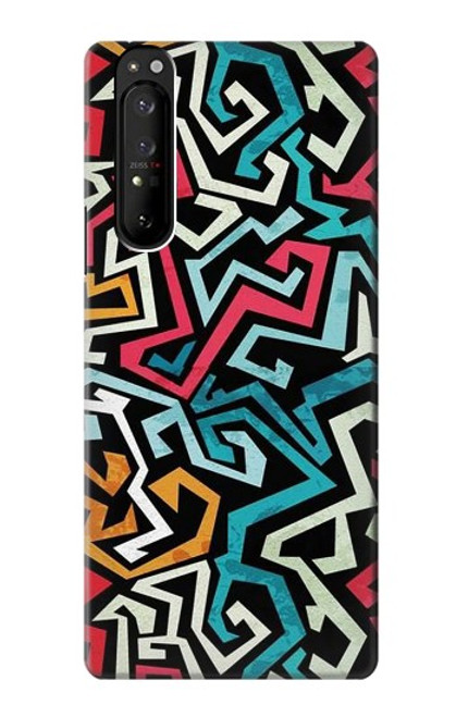 W3712 Pop Art Pattern Hülle Schutzhülle Taschen und Leder Flip für Sony Xperia 1 III