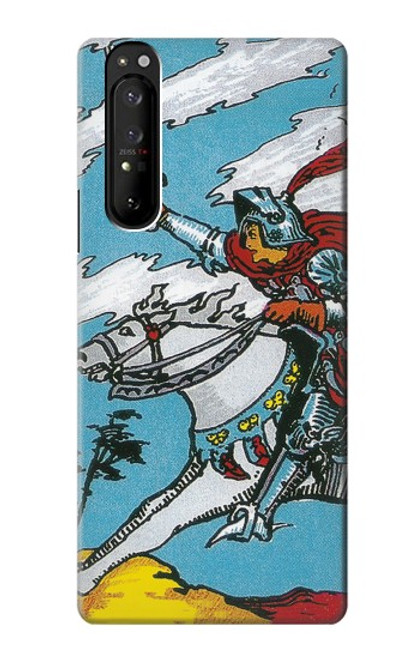 W3731 Tarot Card Knight of Swords Hülle Schutzhülle Taschen und Leder Flip für Sony Xperia 1 III