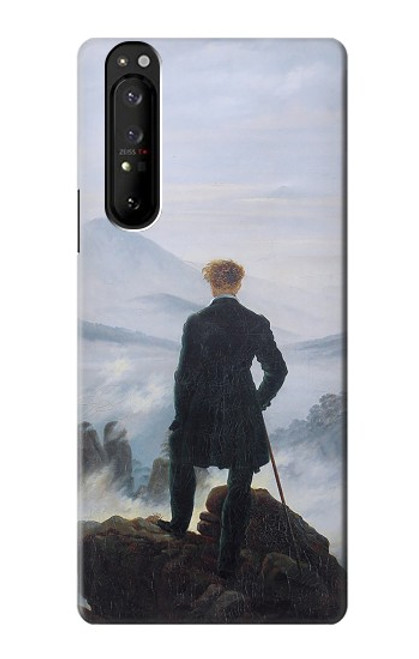 W3789 Wanderer above the Sea of Fog Hülle Schutzhülle Taschen und Leder Flip für Sony Xperia 1 III