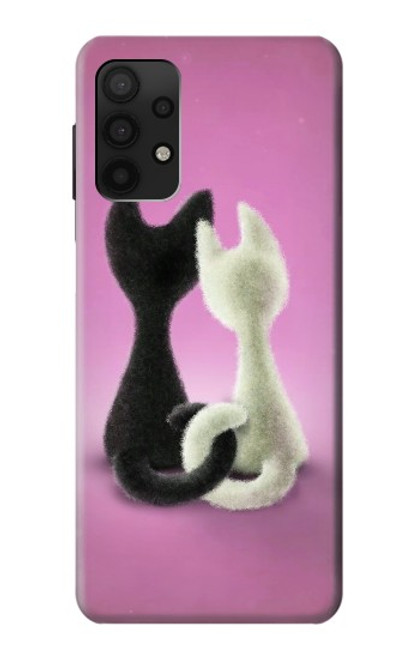 W1832 Love Cat Hülle Schutzhülle Taschen und Leder Flip für Samsung Galaxy A32 4G