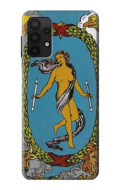W3746 Tarot Card The World Hülle Schutzhülle Taschen und Leder Flip für Samsung Galaxy A32 4G