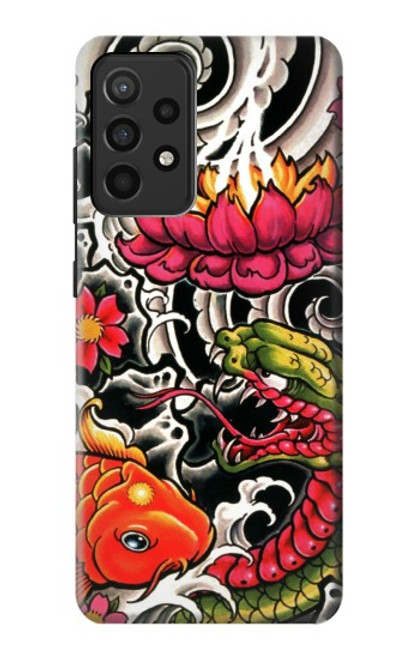 W0605 Yakuza Tattoo Hülle Schutzhülle Taschen und Leder Flip für Samsung Galaxy A52, Galaxy A52 5G