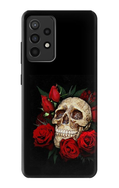 W3753 Dark Gothic Goth Skull Roses Hülle Schutzhülle Taschen und Leder Flip für Samsung Galaxy A52, Galaxy A52 5G