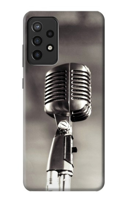 W3495 Vintage Microphone Hülle Schutzhülle Taschen und Leder Flip für Samsung Galaxy A72, Galaxy A72 5G