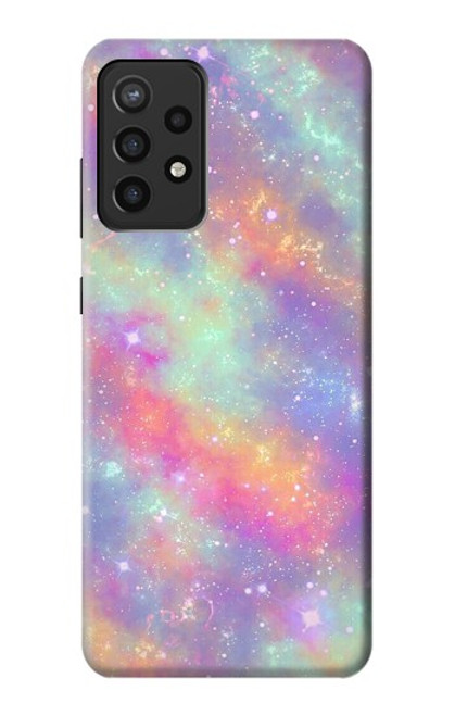 W3706 Pastel Rainbow Galaxy Pink Sky Hülle Schutzhülle Taschen und Leder Flip für Samsung Galaxy A72, Galaxy A72 5G