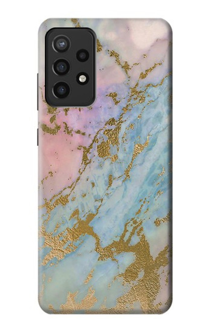 W3717 Rose Gold Blue Pastel Marble Graphic Printed Hülle Schutzhülle Taschen und Leder Flip für Samsung Galaxy A72, Galaxy A72 5G