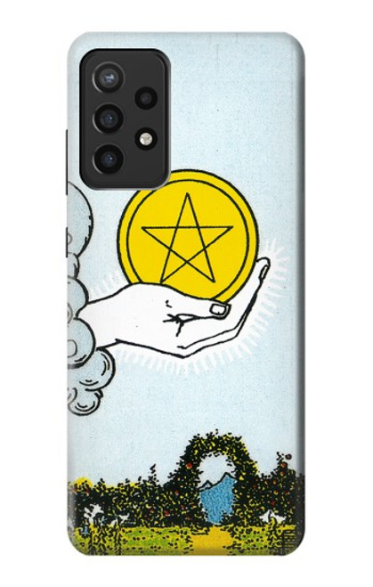 W3722 Tarot Card Ace of Pentacles Coins Hülle Schutzhülle Taschen und Leder Flip für Samsung Galaxy A72, Galaxy A72 5G