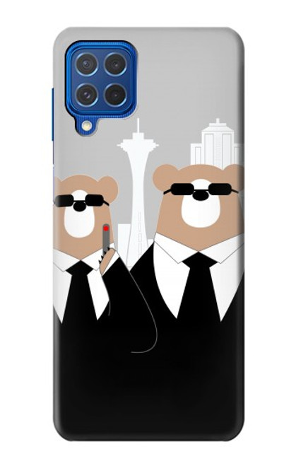 W3557 Bear in Black Suit Hülle Schutzhülle Taschen und Leder Flip für Samsung Galaxy M62