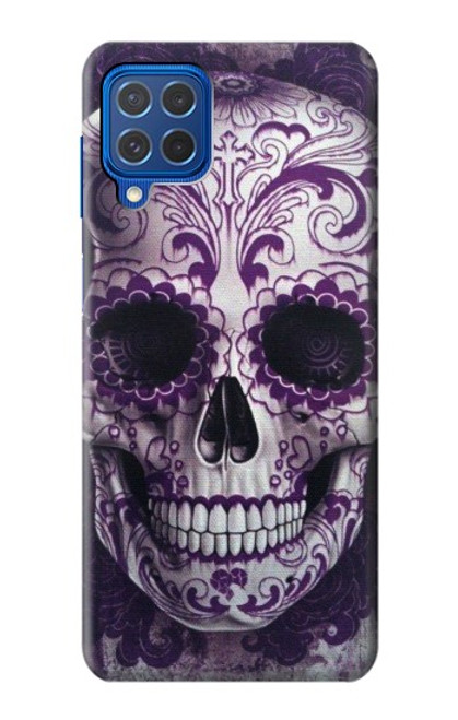 W3582 Purple Sugar Skull Hülle Schutzhülle Taschen und Leder Flip für Samsung Galaxy M62