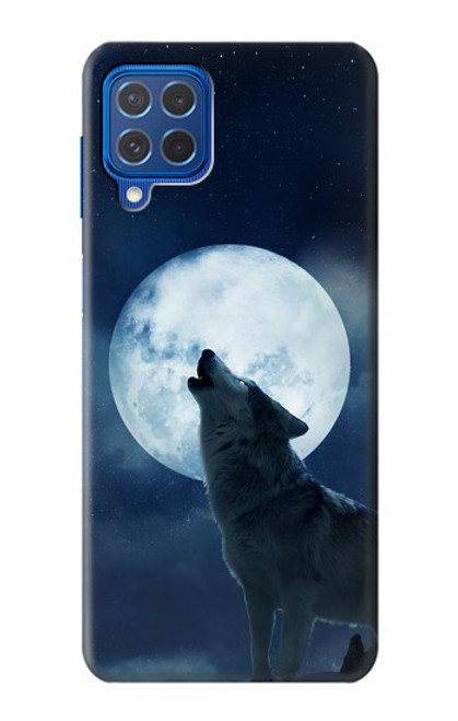 W3693 Grim White Wolf Full Moon Hülle Schutzhülle Taschen und Leder Flip für Samsung Galaxy M62