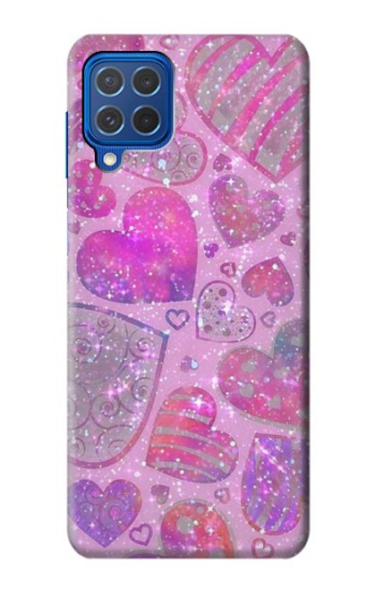 W3710 Pink Love Heart Hülle Schutzhülle Taschen und Leder Flip für Samsung Galaxy M62