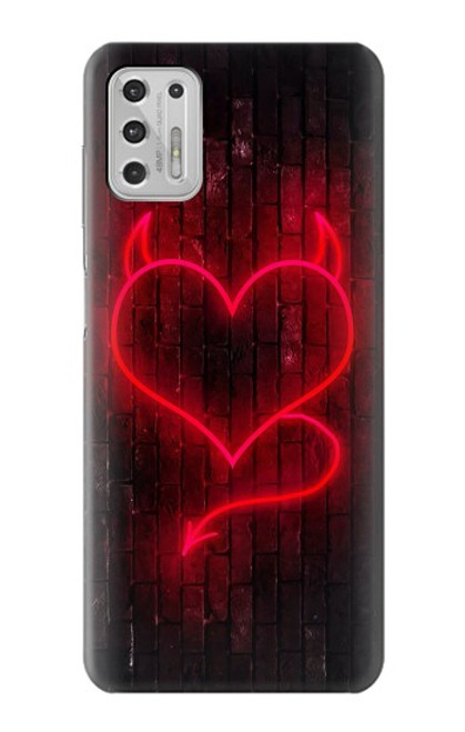 W3682 Devil Heart Hülle Schutzhülle Taschen und Leder Flip für Motorola Moto G Stylus (2021)