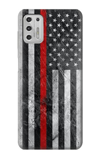 W3687 Firefighter Thin Red Line American Flag Hülle Schutzhülle Taschen und Leder Flip für Motorola Moto G Stylus (2021)