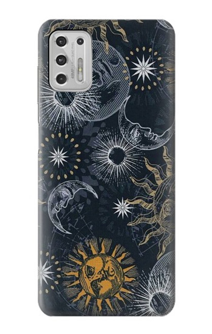 W3702 Moon and Sun Hülle Schutzhülle Taschen und Leder Flip für Motorola Moto G Stylus (2021)