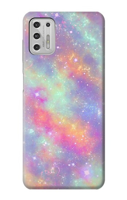 W3706 Pastel Rainbow Galaxy Pink Sky Hülle Schutzhülle Taschen und Leder Flip für Motorola Moto G Stylus (2021)