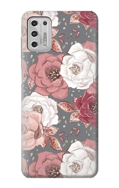 W3716 Rose Floral Pattern Hülle Schutzhülle Taschen und Leder Flip für Motorola Moto G Stylus (2021)