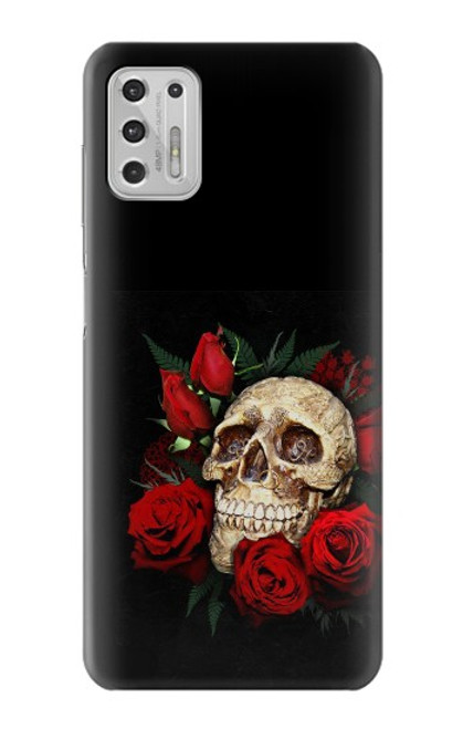 W3753 Dark Gothic Goth Skull Roses Hülle Schutzhülle Taschen und Leder Flip für Motorola Moto G Stylus (2021)