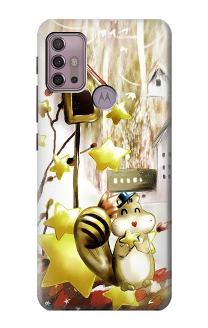 W0109 Cute Squirrel Cartoon Hülle Schutzhülle Taschen und Leder Flip für Motorola Moto G30, G20, G10