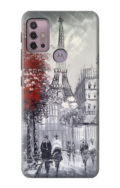 W1295 Eiffel Painting of Paris Hülle Schutzhülle Taschen und Leder Flip für Motorola Moto G30, G20, G10