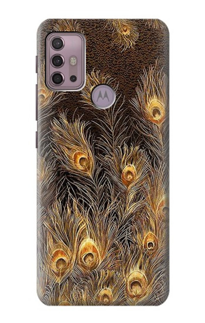 W3691 Gold Peacock Feather Hülle Schutzhülle Taschen und Leder Flip für Motorola Moto G30, G20, G10