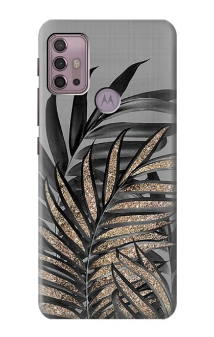 W3692 Gray Black Palm Leaves Hülle Schutzhülle Taschen und Leder Flip für Motorola Moto G30, G20, G10