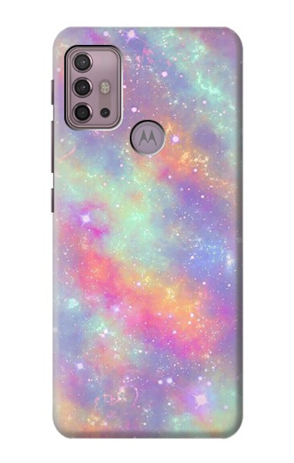 W3706 Pastel Rainbow Galaxy Pink Sky Hülle Schutzhülle Taschen und Leder Flip für Motorola Moto G30, G20, G10