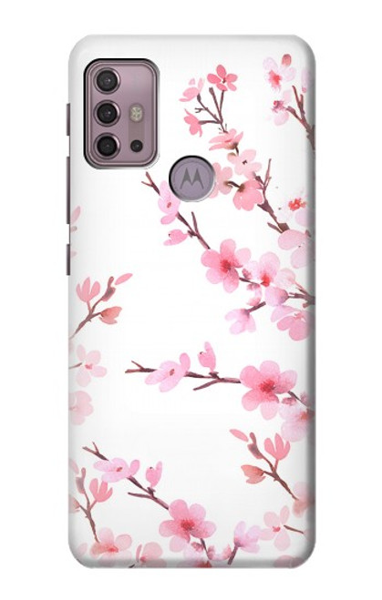 W3707 Pink Cherry Blossom Spring Flower Hülle Schutzhülle Taschen und Leder Flip für Motorola Moto G30, G20, G10
