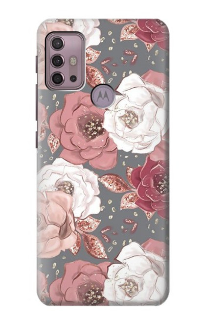 W3716 Rose Floral Pattern Hülle Schutzhülle Taschen und Leder Flip für Motorola Moto G30, G20, G10