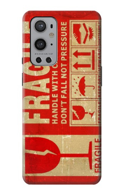 W3552 Vintage Fragile Label Art Hülle Schutzhülle Taschen und Leder Flip für OnePlus 9 Pro