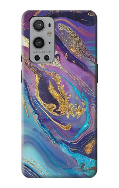 W3676 Colorful Abstract Marble Stone Hülle Schutzhülle Taschen und Leder Flip für OnePlus 9 Pro