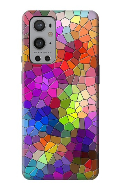 W3677 Colorful Brick Mosaics Hülle Schutzhülle Taschen und Leder Flip für OnePlus 9 Pro