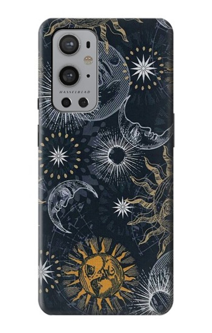 W3702 Moon and Sun Hülle Schutzhülle Taschen und Leder Flip für OnePlus 9 Pro