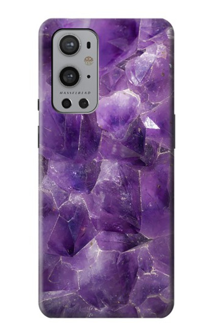 W3713 Purple Quartz Amethyst Graphic Printed Hülle Schutzhülle Taschen und Leder Flip für OnePlus 9 Pro