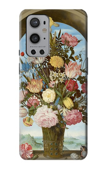 W3749 Vase of Flowers Hülle Schutzhülle Taschen und Leder Flip für OnePlus 9 Pro