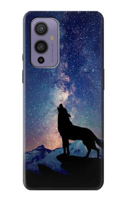 W3555 Wolf Howling Million Star Hülle Schutzhülle Taschen und Leder Flip für OnePlus 9