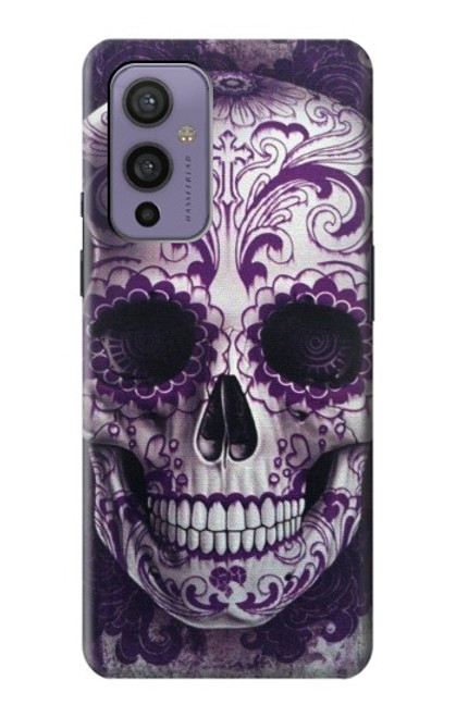 W3582 Purple Sugar Skull Hülle Schutzhülle Taschen und Leder Flip für OnePlus 9