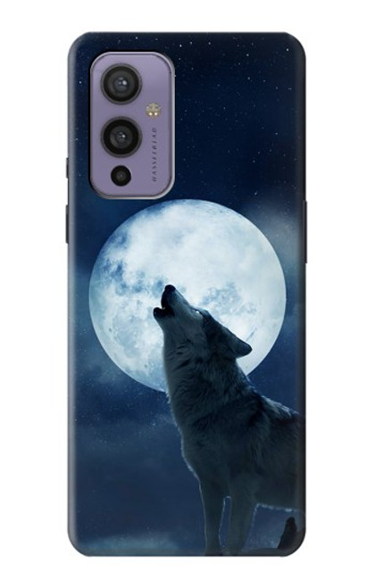 W3693 Grim White Wolf Full Moon Hülle Schutzhülle Taschen und Leder Flip für OnePlus 9