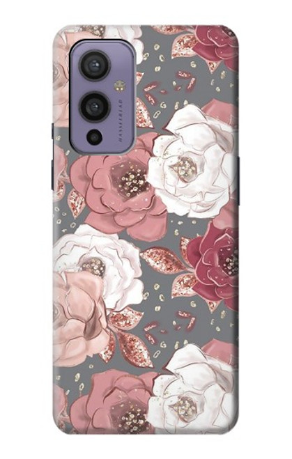 W3716 Rose Floral Pattern Hülle Schutzhülle Taschen und Leder Flip für OnePlus 9