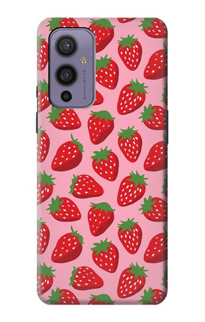 W3719 Strawberry Pattern Hülle Schutzhülle Taschen und Leder Flip für OnePlus 9
