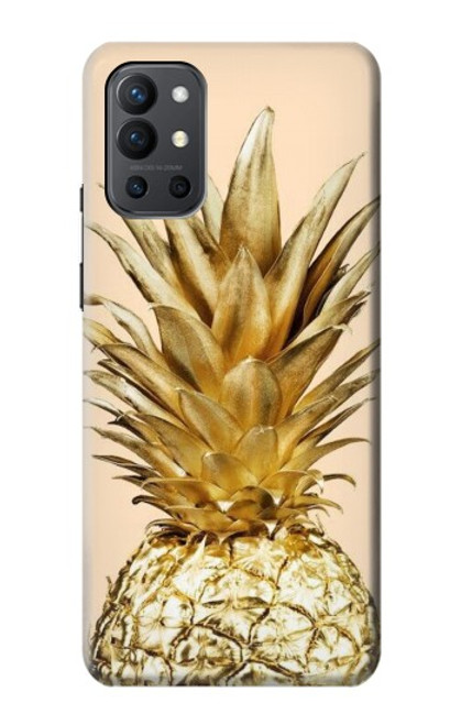 W3490 Gold Pineapple Hülle Schutzhülle Taschen und Leder Flip für OnePlus 9R