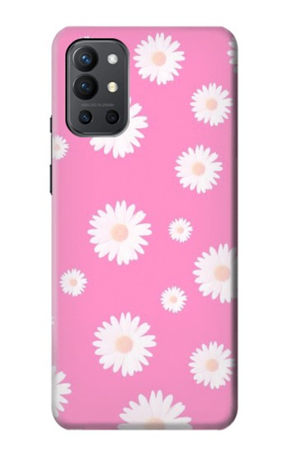 W3500 Pink Floral Pattern Hülle Schutzhülle Taschen und Leder Flip für OnePlus 9R