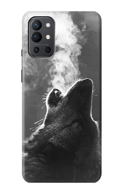W3505 Wolf Howling Hülle Schutzhülle Taschen und Leder Flip für OnePlus 9R